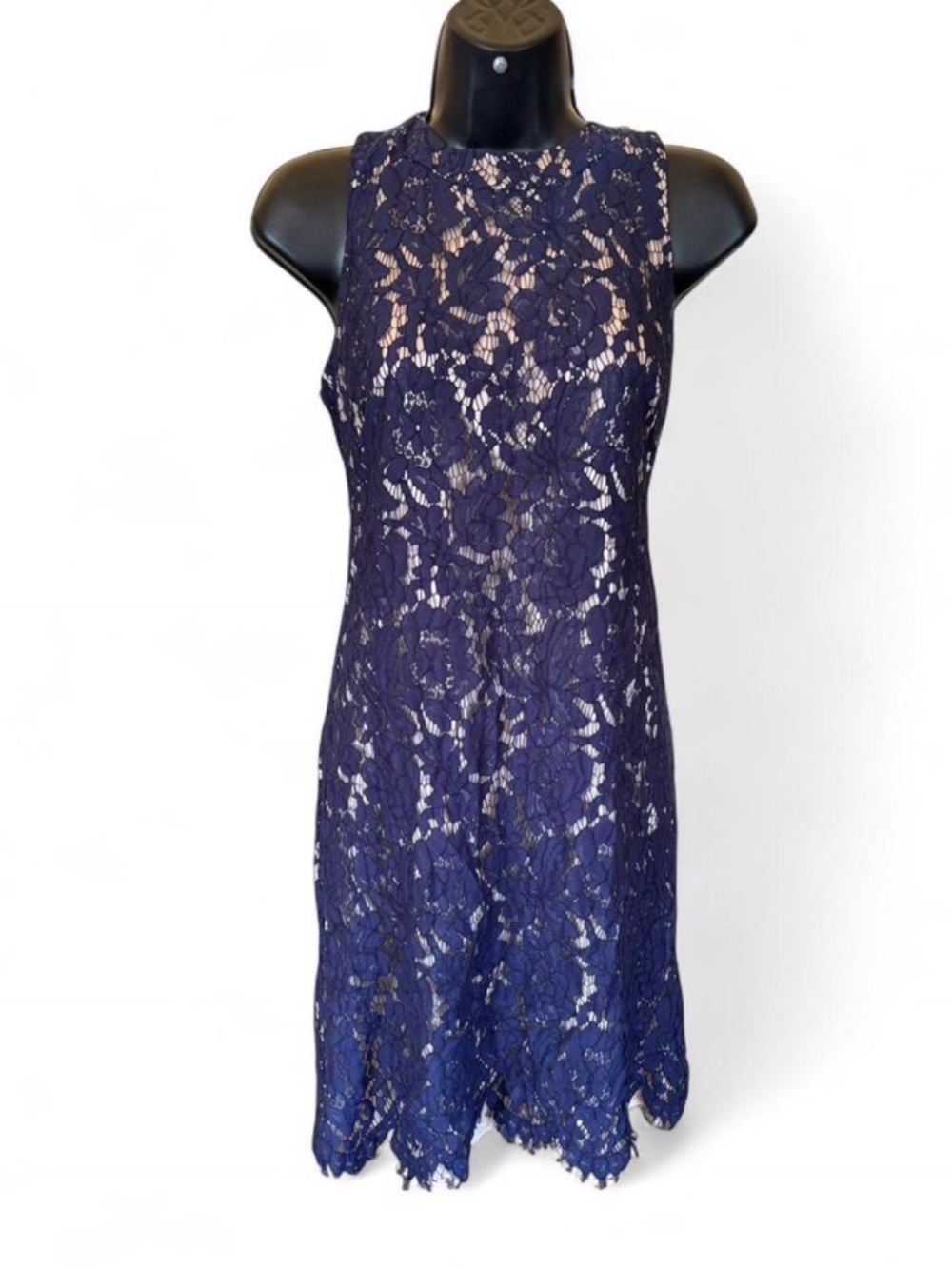 Vince Camuto Navy Floral Lace Midi Dress